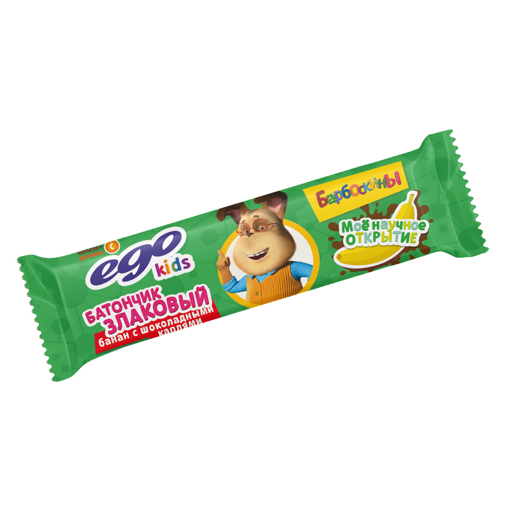 Батончик мюсли EGO KIDS "Банан с шоколадными каплями с витамином С" 25г . – доставка воды «Калинов Родник»