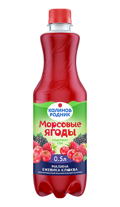 Напиток сокосодержащий «Калинов Родник Морсовые ягоды» Малина-ежевика-клюква 0,5 л.