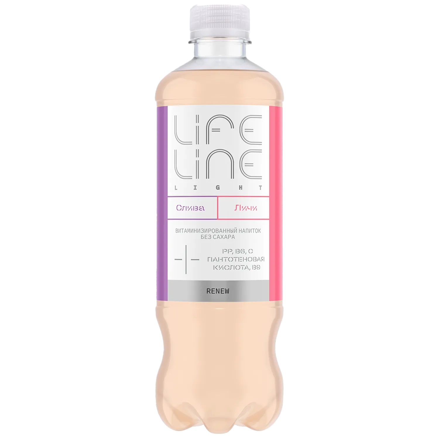  LifeLine Light Renew с витаминами, Слива-личи, 0,5 л, без газа и сахара